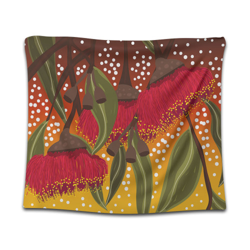 Australia Aboriginal Tapestry - Red Eucalyptus Aboriginal Dot Art Tapestry Australia Aboriginal Tapestry - Red Eucalyptus Aboriginal Dot Art Tapestry