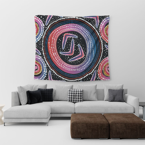 Australia Aboriginal Tapestry - Aboriginal Boomerang Dot Art Tapestry