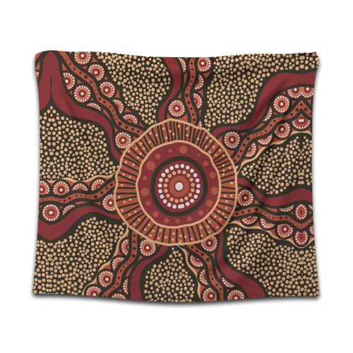 Australia Aboriginal Tapestry - Brown Aboriginal Style Dot Painting Tapestry