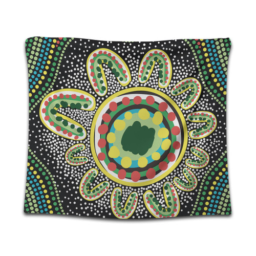 Australia Aboriginal Tapestry - Aboriginal Art Painting Decorated With The Colorful Dots Tapestry Australia Aboriginal Tapestry - Aboriginal Art Painting Decorated With The Colorful Dots Tapestry
