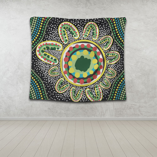 Australia Aboriginal Tapestry - Aboriginal Art Painting Decorated With The Colorful Dots Tapestry Australia Aboriginal Tapestry - Aboriginal Art Painting Decorated With The Colorful Dots Tapestry