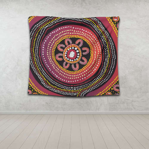 Australia Aboriginal Tapestry - Aboriginal Dot Art Design Tapestry Australia Aboriginal Tapestry - Aboriginal Dot Art Design Tapestry