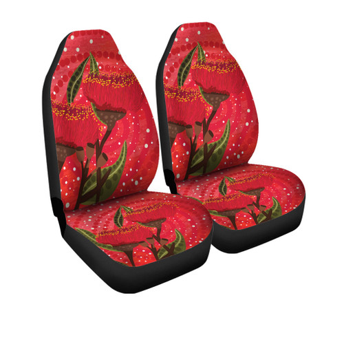 Australia Aboriginal Car Seat Cover - Red Aboriginal Art With Eucalyptus Flowers Car Seat Cover Australia Aboriginal Car Seat Cover - Red Aboriginal Art With Eucalyptus Flowers Car Seat Cover