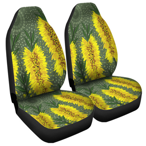 Australia Aboriginal Car Seat Cover - Yellow Bottle Brush Flora In Aboriginal Painting Car Seat Cover Australia Aboriginal Car Seat Cover - Yellow Bottle Brush Flora In Aboriginal Painting Car Seat Cover