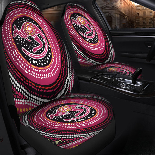 Australia Aboriginal Car Seat Cover - Aboriginal Background Featuring Kangaroo Dot Design Car Seat Cover