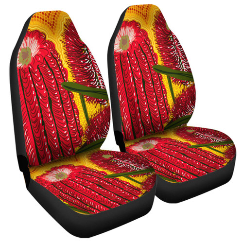 Australia Aboriginal Car Seat Cover - Aboriginal Dot Art Of Australian Native Banksia Flower Car Seat Cover Australia Aboriginal Car Seat Cover - Aboriginal Dot Art Of Australian Native Banksia Flower Car Seat Cover