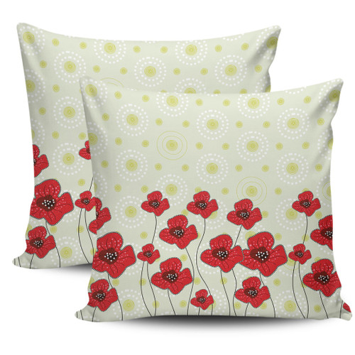 Australia Aboriginal Pillow Cases - Poppy Flowers Background In Aboriginal Dot Art Style Pillow Cases