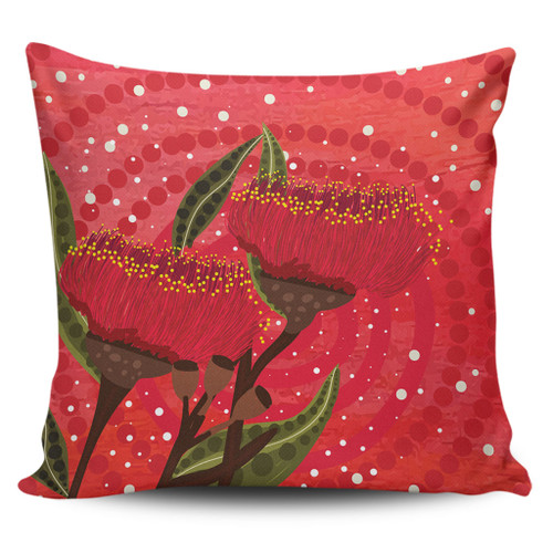 Australia Aboriginal Pillow Cases - Red Aboriginal Art With Eucalyptus Flowers Pillow Cases Australia Aboriginal Pillow Cases - Red Aboriginal Art With Eucalyptus Flowers Pillow Cases