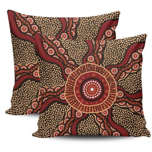 Australia Aboriginal Pillow Cases - Brown Aboriginal Style Dot Painting Pillow Cases