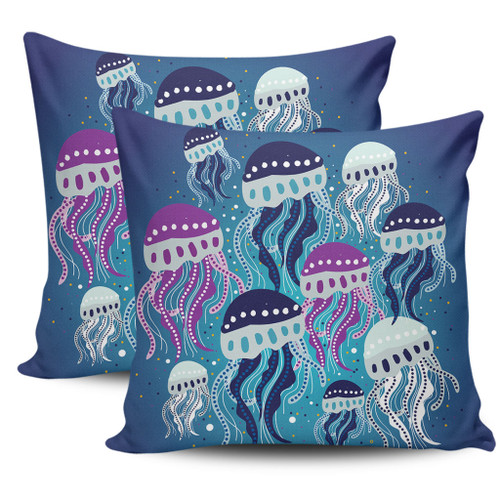 Australia Aboriginal Pillow Cases - Aboriginal Art Painting With Jellyfish Pillow Cases