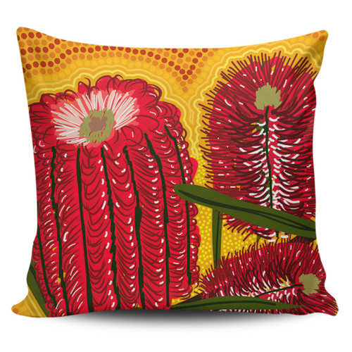 Australia Aboriginal Pillow Cases - Aboriginal Dot Art Of Australian Native Banksia Flower Pillow Cases Australia Aboriginal Pillow Cases - Aboriginal Dot Art Of Australian Native Banksia Flower Pillow Cases