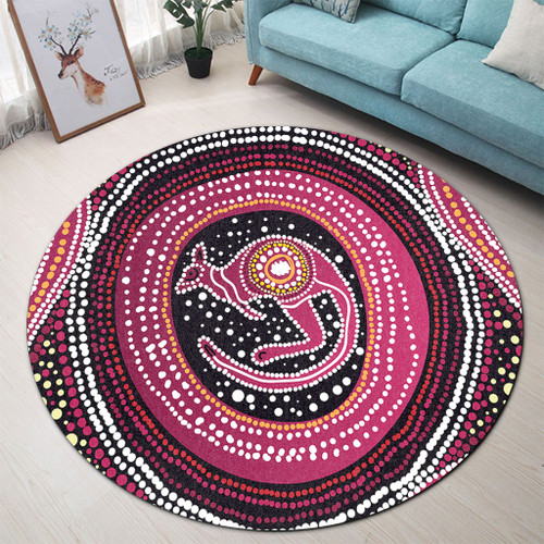 Australia Aboriginal Round Rug - Aboriginal Background Featuring Kangaroo Dot Design Round Rug Australia Aboriginal Round Rug - Aboriginal Background Featuring Kangaroo Dot Design Round Rug