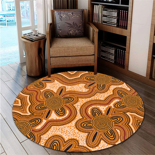 Australia Aboriginal Round Rug - Aboriginal Art Background Connection Concept Round Rug