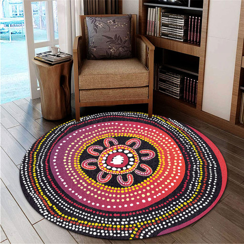 Australia Aboriginal Round Rug - Aboriginal Dot Art Design Round Rug