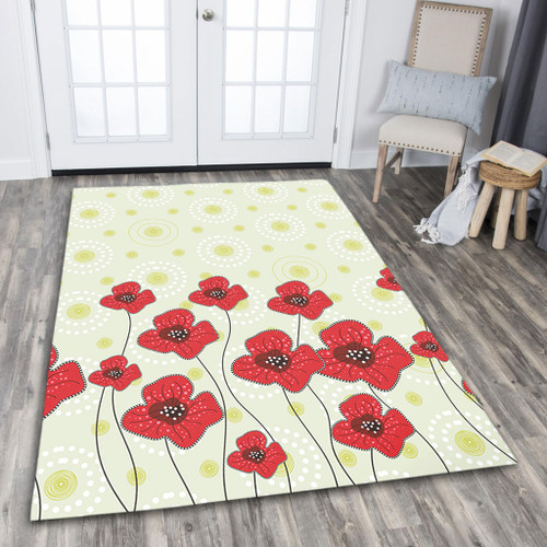 Australia Aboriginal Area Rug - Poppy Flowers Background In Aboriginal Dot Art Style Area Rug Australia Aboriginal Area Rug - Poppy Flowers Background In Aboriginal Dot Art Style Area Rug