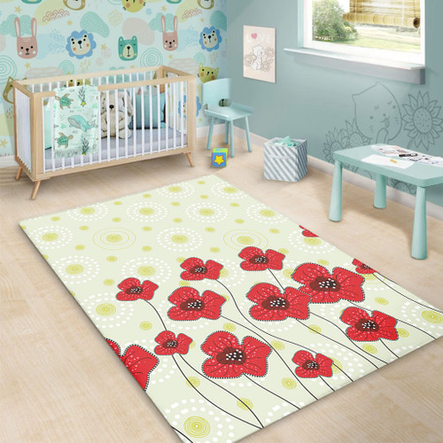 Australia Aboriginal Area Rug - Poppy Flowers Background In Aboriginal Dot Art Style Area Rug Australia Aboriginal Area Rug - Poppy Flowers Background In Aboriginal Dot Art Style Area Rug