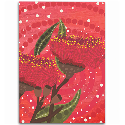 Australia Aboriginal Area Rug - Red Aboriginal Art With Eucalyptus Flowers Area Rug Australia Aboriginal Area Rug - Red Aboriginal Art With Eucalyptus Flowers Area Rug