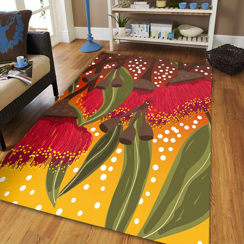 Australia Aboriginal Area Rug - Red Eucalyptus Aboriginal Dot Art Area Rug Australia Aboriginal Area Rug - Red Eucalyptus Aboriginal Dot Art Area Rug