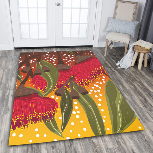 Australia Aboriginal Area Rug - Red Eucalyptus Aboriginal Dot Art Area Rug Australia Aboriginal Area Rug - Red Eucalyptus Aboriginal Dot Art Area Rug