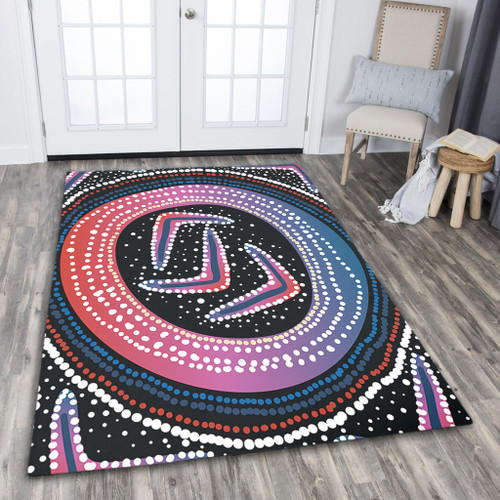 Australia Aboriginal Area Rug - Aboriginal Boomerang Dot Art Area Rug Australia Aboriginal Area Rug - Aboriginal Boomerang Dot Art Area Rug