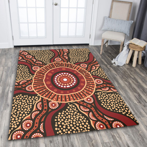 Australia Aboriginal Area Rug - Brown Aboriginal Style Dot Painting Area Rug Australia Aboriginal Area Rug - Brown Aboriginal Style Dot Painting Area Rug