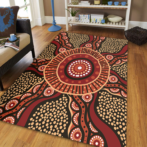 Australia Aboriginal Area Rug - Brown Aboriginal Style Dot Painting Area Rug Australia Aboriginal Area Rug - Brown Aboriginal Style Dot Painting Area Rug