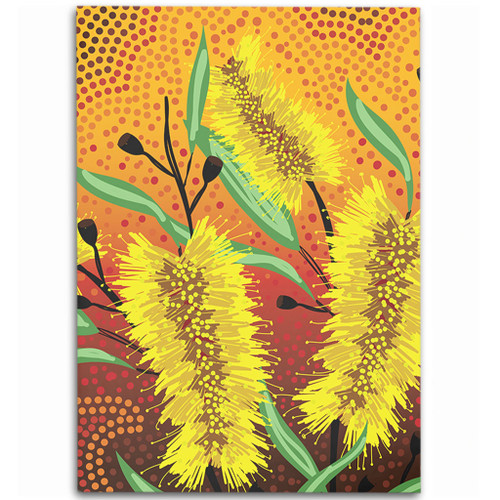 Australia Aboriginal Area Rug - Aboriginal Art Of Yellow Bottle Brush Plant Area Rug