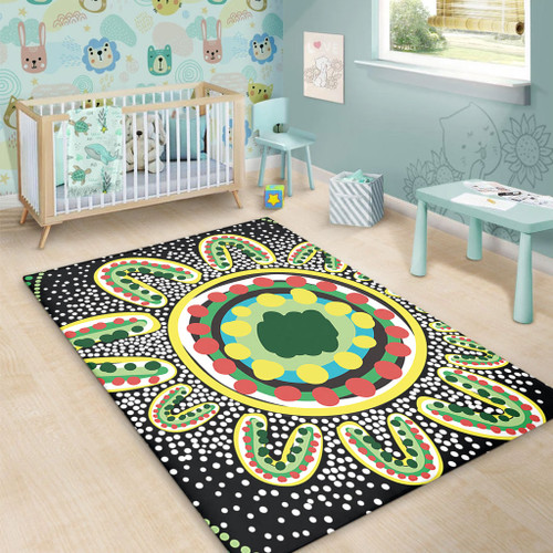 Australia Aboriginal Area Rug - Aboriginal Art Painting Decorated With The Colorful Dots Area Rug Australia Aboriginal Area Rug - Aboriginal Art Painting Decorated With The Colorful Dots Area Rug