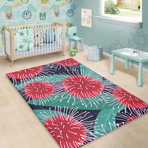 Australia Aboriginal Area Rug - Australian Hakea Flower Artwork Area Rug Australia Aboriginal Area Rug - Australian Hakea Flower Artwork Area Rug