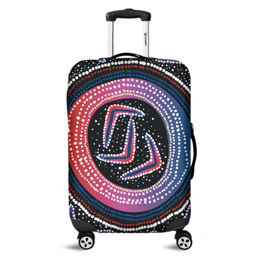 Australia Aboriginal Luggage Cover - Aboriginal Boomerang Dot Art Luggage Cover Australia Aboriginal Luggage Cover - Aboriginal Boomerang Dot Art Luggage Cover