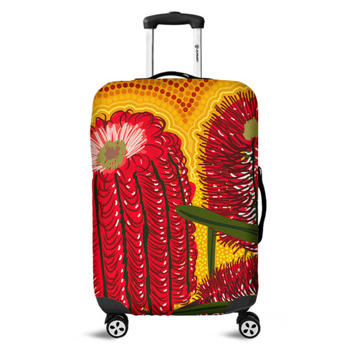 Australia Aboriginal Luggage Cover - Aboriginal Dot Art Of Australian Native Banksia Flower Luggage Cover Australia Aboriginal Luggage Cover - Aboriginal Dot Art Of Australian Native Banksia Flower Luggage Cover