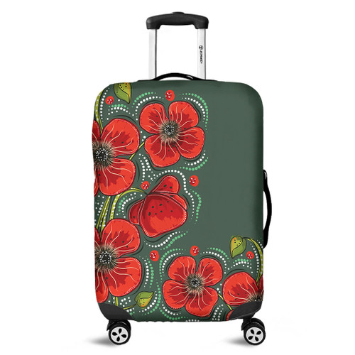 Australia Aboriginal Luggage Cover - Aboriginal Style Australian Poppy Flower Background Luggage Cover Australia Aboriginal Luggage Cover - Aboriginal Style Australian Poppy Flower Background Luggage Cover