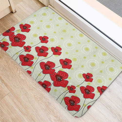 Australia Aboriginal Doormat - Poppy Flowers Background In Aboriginal Dot Art Style Doormat Australia Aboriginal Doormat - Poppy Flowers Background In Aboriginal Dot Art Style Doormat