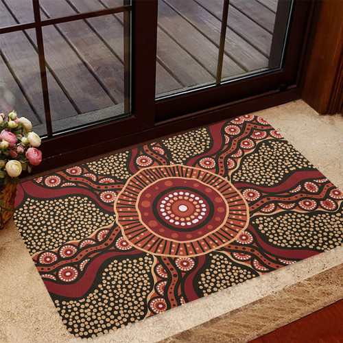 Australia Aboriginal Doormat - Brown Aboriginal Style Dot Painting Doormat