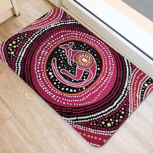 Australia Aboriginal Doormat - Aboriginal Background Featuring Kangaroo Dot Design Doormat Australia Aboriginal Doormat - Aboriginal Background Featuring Kangaroo Dot Design Doormat