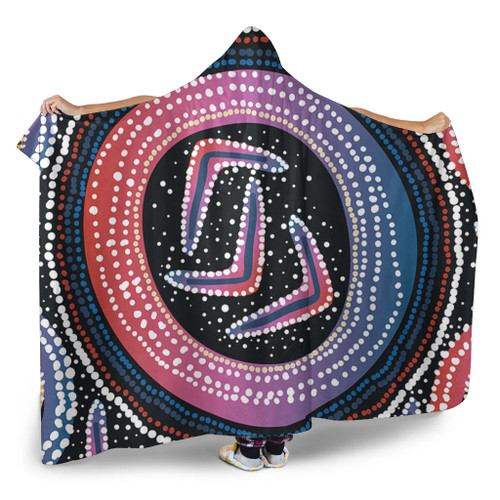 Australia Aboriginal Hooded Blanket - Aboriginal Boomerang Dot Art Hooded Blanket Australia Aboriginal Hooded Blanket - Aboriginal Boomerang Dot Art Hooded Blanket