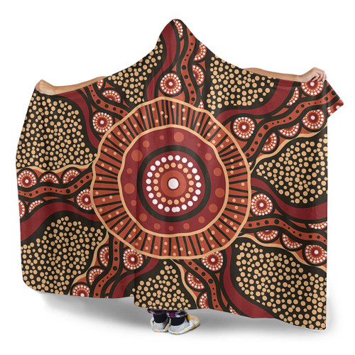 Australia Aboriginal Hooded Blanket - Brown Aboriginal Style Dot Painting Hooded Blanket Australia Aboriginal Hooded Blanket - Brown Aboriginal Style Dot Painting Hooded Blanket
