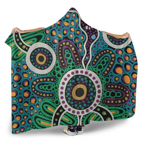 Australia Aboriginal Hooded Blanket - A Dot Painting In The Style Of Indigenous Australian Art Hooded Blanket Australia Aboriginal Hooded Blanket - A Dot Painting In The Style Of Indigenous Australian Art Hooded Blanket
