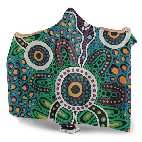 Australia Aboriginal Hooded Blanket - A Dot Painting In The Style Of Indigenous Australian Art Hooded Blanket Australia Aboriginal Hooded Blanket - A Dot Painting In The Style Of Indigenous Australian Art Hooded Blanket