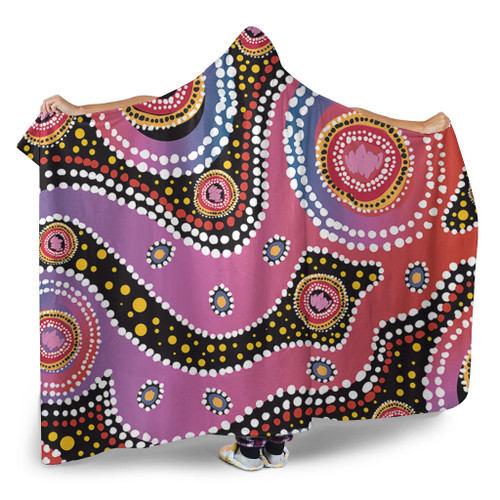 Australia Aboriginal Hooded Blanket - Aboriginal Background Featuring Dot Design Hooded Blanket Australia Aboriginal Hooded Blanket - Aboriginal Background Featuring Dot Design Hooded Blanket