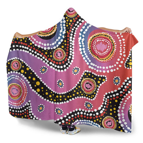Australia Aboriginal Hooded Blanket - Aboriginal Background Featuring Dot Design Hooded Blanket Australia Aboriginal Hooded Blanket - Aboriginal Background Featuring Dot Design Hooded Blanket