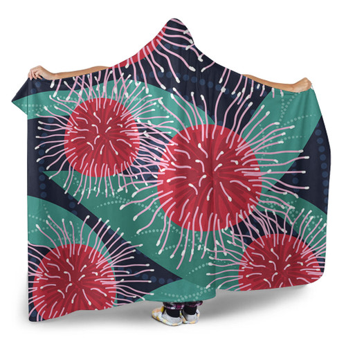 Australia Aboriginal Hooded Blanket - Australian Hakea Flower Artwork Hooded Blanket Australia Aboriginal Hooded Blanket - Australian Hakea Flower Artwork Hooded Blanket