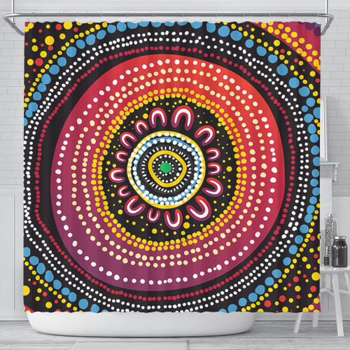 Australia Aboriginal Shower Curtain - Aboriginal Showcasing Dot Art Design Shower Curtain