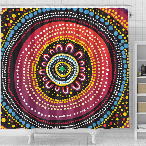 Australia Aboriginal Shower Curtain - Aboriginal Showcasing Dot Art Design Shower Curtain
