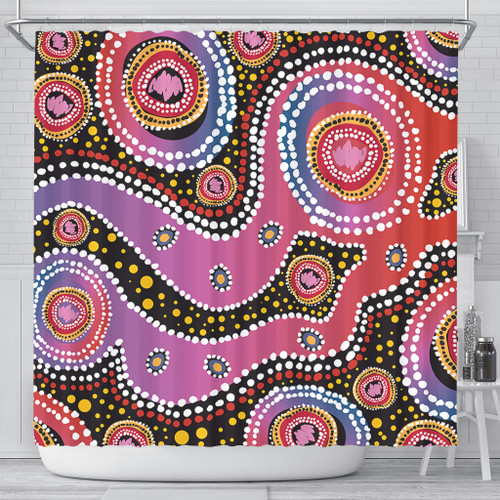 Australia Aboriginal Shower Curtain - Aboriginal Background Featuring Dot Design Shower Curtain Australia Aboriginal Shower Curtain - Aboriginal Background Featuring Dot Design Shower Curtain