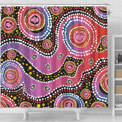 Australia Aboriginal Shower Curtain - Aboriginal Background Featuring Dot Design Shower Curtain Australia Aboriginal Shower Curtain - Aboriginal Background Featuring Dot Design Shower Curtain