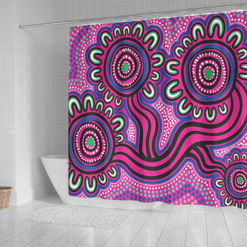 Australia Aboriginal Shower Curtain - Dot Patterns From Indigenous Australian Culture Shower Curtain