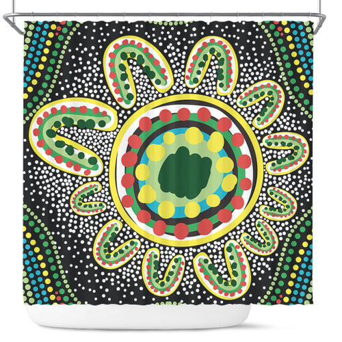 Australia Aboriginal Shower Curtain - Aboriginal Art Painting Decorated With The Colorful Dots Shower Curtain Australia Aboriginal Shower Curtain - Aboriginal Art Painting Decorated With The Colorful Dots Shower Curtain