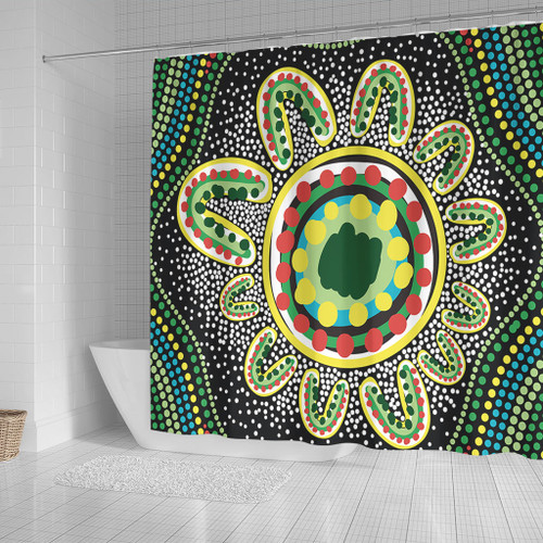 Australia Aboriginal Shower Curtain - Aboriginal Art Painting Decorated With The Colorful Dots Shower Curtain Australia Aboriginal Shower Curtain - Aboriginal Art Painting Decorated With The Colorful Dots Shower Curtain