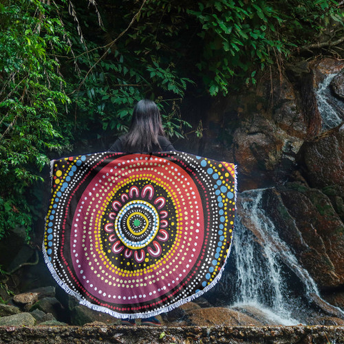 Australia Aboriginal Beach Blanket - Aboriginal Showcasing Dot Art Design Beach Blanket Australia Aboriginal Beach Blanket - Aboriginal Showcasing Dot Art Design Beach Blanket